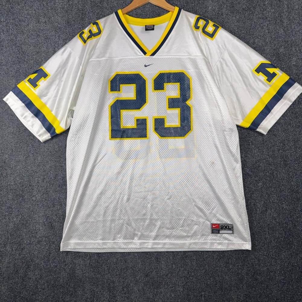 Vintage Nike Team Michigan Wolverines #23 Football Jersey White Men's Size 2XL